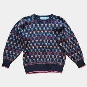 Vintage The Imported Workshop Wool Blend Unique Floral Pattern Sweater Sz M